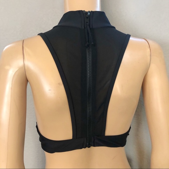Sylk Swim Elite Bikini Top – Black Mesh Zip-Up | Size XL (Best for 34-36C) - Picture 3 of 6